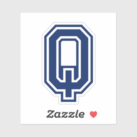 Aangepaste kleurenletter Q sportieve college lette Sticker (Vel)