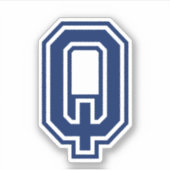 Aangepaste kleurenletter Q sportieve college lette Sticker (Voorkant)