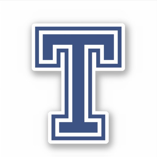 Aangepaste kleurenletter T sportieve college lette Sticker (Voorkant)