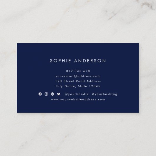 Aangepaste kleurenminimalist voor sociaal mediascr visitekaartje (Achterkant)