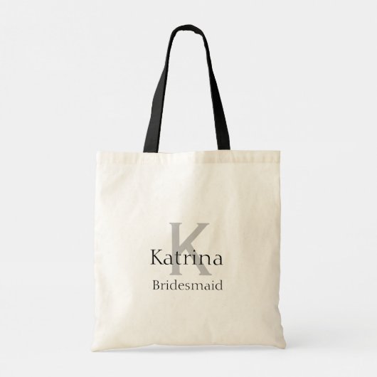 Aangepaste kleurennaam zwarte grijze bridesmaïde c tote bag (Achterkant)