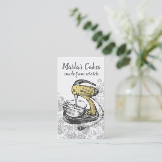 Aangepaste kleurenretro standaard mixer bakkerij visitekaartje (Staand voorkant)