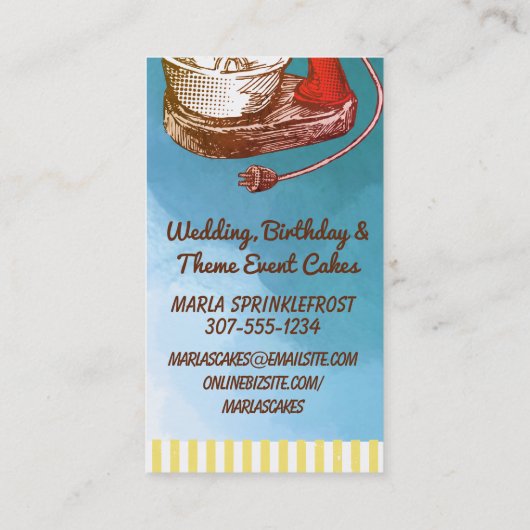 Aangepaste kleurenretro standaard mixer bakkerij visitekaartje (Achterkant)