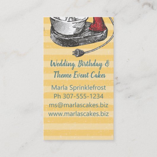Aangepaste kleurenretro standaard mixer bakkerij visitekaartje (Achterkant)