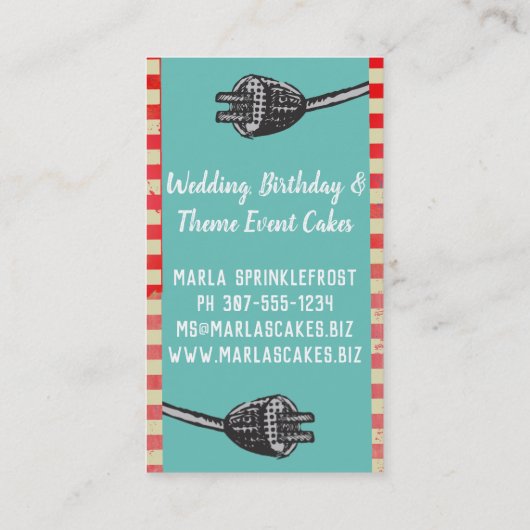 Aangepaste kleurenretro standaard mixer bakkerij visitekaartje (Achterkant)