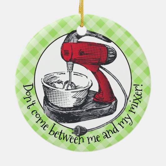 Aangepaste kleurenretro standaard mixer kerstversi keramisch ornament (Achterkant)