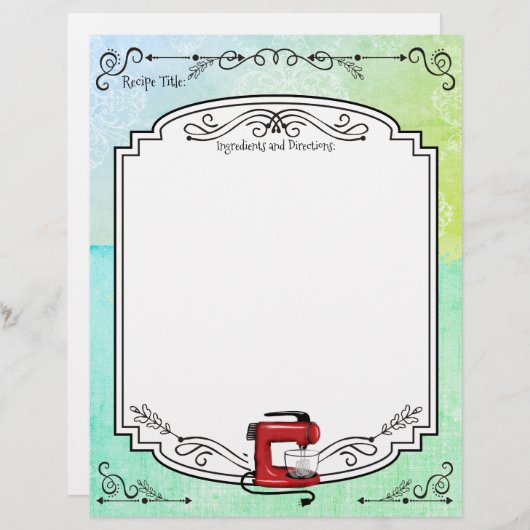 Aangepaste kleurenretro standaard mixer recept let (Voorkant / Achterkant)