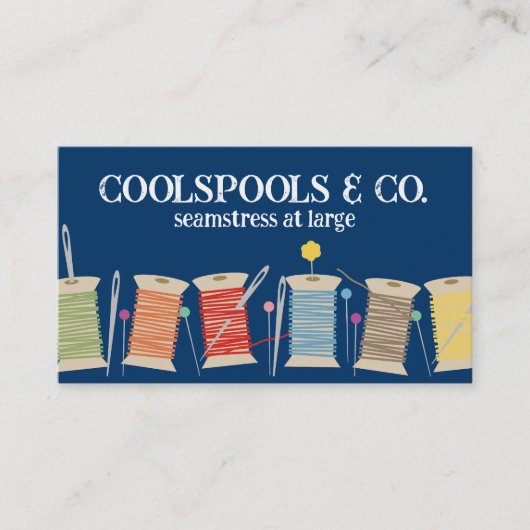 Aangepaste kleurenspeldendraad naaibizenkaart visitekaartje (Voorkant)