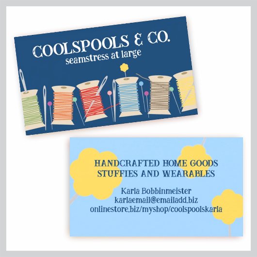 Aangepaste kleurenspeldendraad naaibizenkaart visitekaartje