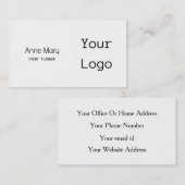 Aangepaste kleurentekst Foto Uw zwart-wit Logo Visitekaartje (Voorkant / Achterkant)