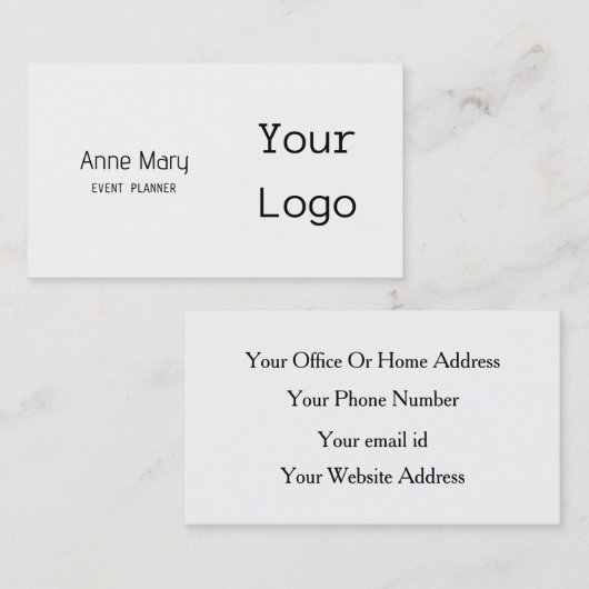 Aangepaste kleurentekst Foto Uw zwart-wit Logo Visitekaartje (Voorkant / Achterkant)