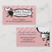 Aangepaste kleurenvrouw chef-pet skillet-liefdesca visitekaartje (Voorkant / Achterkant)