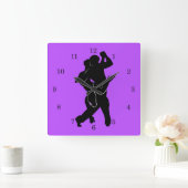 Aangepaste kleurenwandklokkangodansers - Paars Vierkante Klok (Huis)