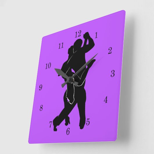 Aangepaste kleurenwandklokkangodansers - Paars Vierkante Klok (Hoek)