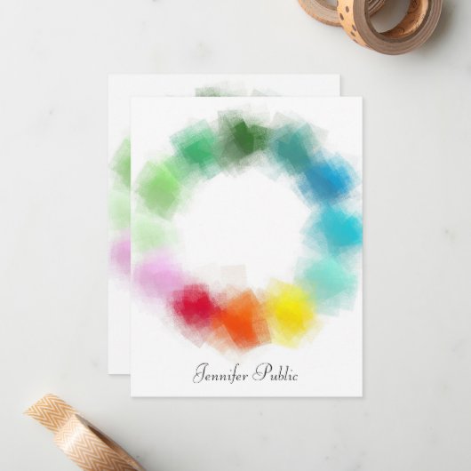 Aangepaste kleurige Abstracte handgeschreven scrip Notitiekaartje (Voorkant / Achterkant in situ)