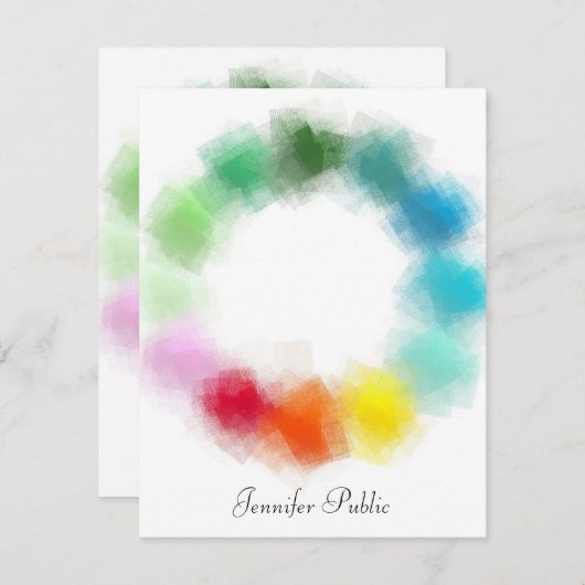 Aangepaste kleurige Abstracte handgeschreven scrip Notitiekaartje (Voorkant / Achterkant)