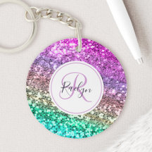Aangepaste kleurige Glitter Mermaid Monogramname N