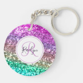 Aangepaste kleurige Glitter Mermaid Monogramname N Sleutelhanger (Achterkant)