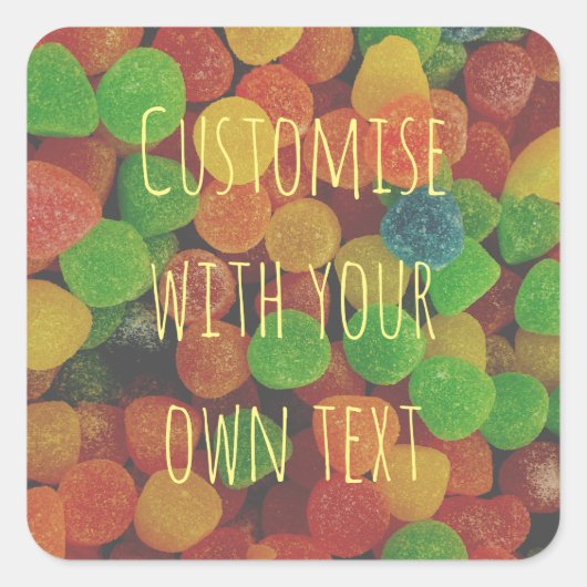 Aangepaste kleurige gumdrops vierkante sticker (Voorkant)