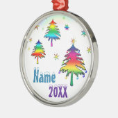 Aangepaste kleurige regenboogbomen metalen ornament (Links)