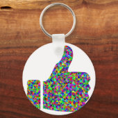Aangepaste kleurige rismatische duim omhoog sleutelhanger (Voorkant)