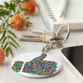 Aangepaste kleurige rismatische duim omhoog sleutelhanger (Zijkant)