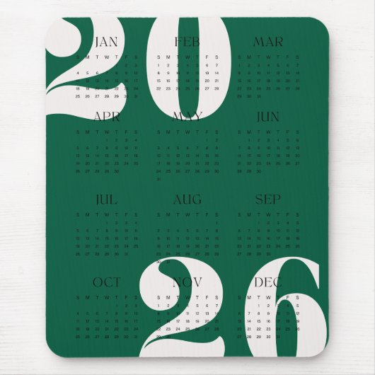 Aangepaste Kleurjaar Kalender 2026 Muismat (Voorkant)