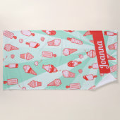 Aangepaste kleurnaam Ice Cream Print Beach-handdoe Strandlaken (Voorkant)