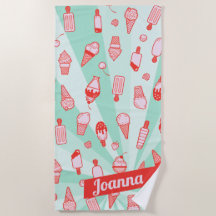 Aangepaste kleurnaam Ice Cream Print Beach-handdoe