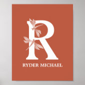 Aangepaste kleurnaam Monogram Letter R Dragonfly A Poster (Voorkant)