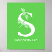 Aangepaste kleurnaam Monogram Letter S Dragonfly A Poster (Voorkant)
