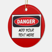 Aangepaste kleuromening - GEVAAR (Jouw tekst toevo Keramisch Ornament (Links)