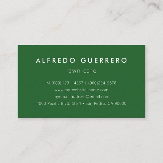 Aangepaste kleuromslag voor thuiszorg Gardener lan Visitekaartje (Achterkant)