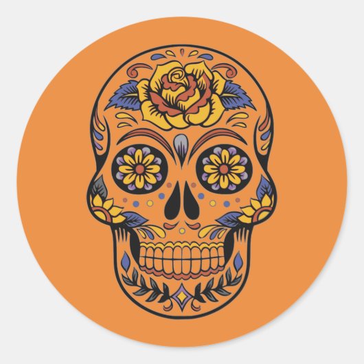 Aangepaste kleuroplossing voor suiker De schedelda Ronde Sticker (Voorkant)