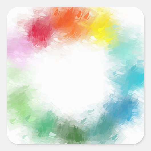 Aangepaste Kleurrijke Abstract Roze Rood Geel Oran Vierkante Sticker (Voorkant)