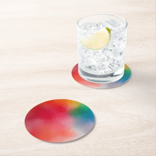 Aangepaste kleurrijke Abstracte elegante lege Sjab Ronde Kartonnen Onderzetter (Insitu)