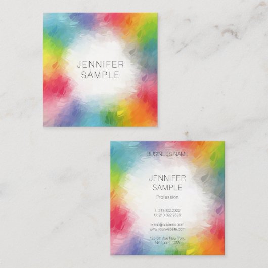 Aangepaste, kleurrijke Abstracte Sjabloon Vierkante Visitekaartje (Voorkant / Achterkant)