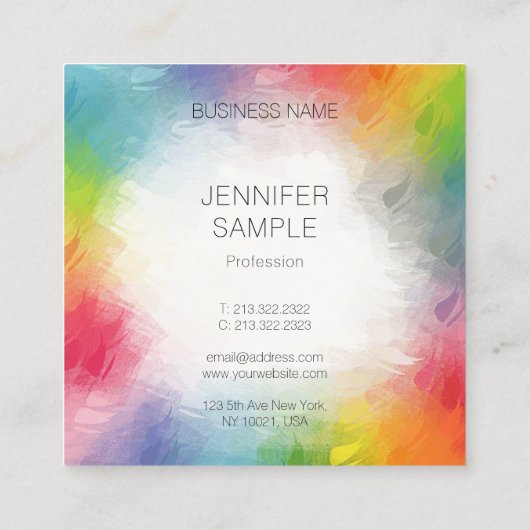 Aangepaste, kleurrijke Abstracte Sjabloon Vierkante Visitekaartje (Achterkant)