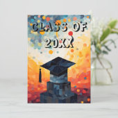 Aangepaste kleurrijke Afstuderen uitnodiging (Staand voorkant)