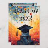 Aangepaste kleurrijke Afstuderen uitnodiging (Voorkant / Achterkant)