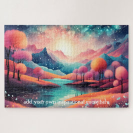 Aangepaste Kleurrijke Bergmeer Inspirerende Citaat Legpuzzel