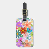 Aangepaste, kleurrijke bloemen bagagelabel (Voorkant verticaal)
