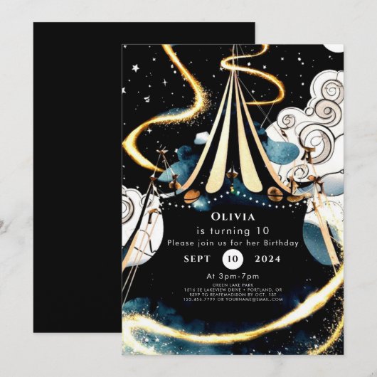 Aangepaste kleurrijke Circus Verjaardag Kaart (Voorkant / Achterkant)