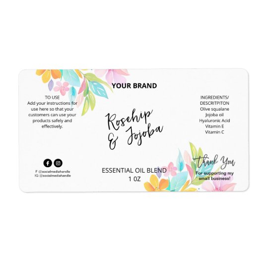 Aangepaste kleurrijke druppelaar fles productlabel etiket (Voorkant)