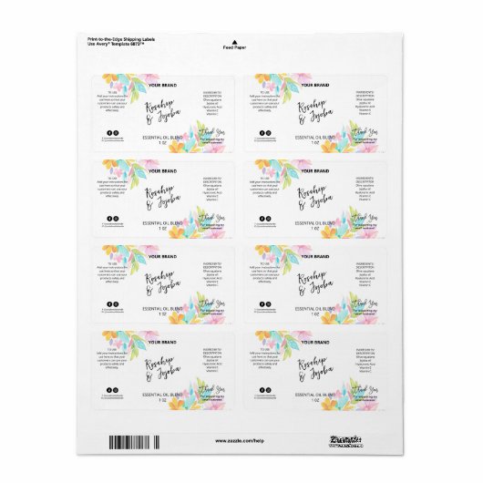 Aangepaste kleurrijke druppelaar fles productlabel etiket (Full Sheet)