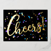 Aangepaste kleurrijke feestelijke vuurwerk Confett Folie Feestdagenkaart (Voorkant)