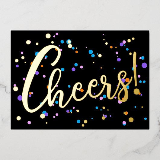 Aangepaste kleurrijke feestelijke vuurwerk Confett Folie Feestdagenkaart (Voorkant)