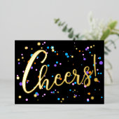 Aangepaste kleurrijke feestelijke vuurwerk Confett Folie Feestdagenkaart (Staand Voorkant)