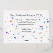 Aangepaste kleurrijke feestelijke vuurwerk Confett Folie Feestdagenkaart (Achterkant)