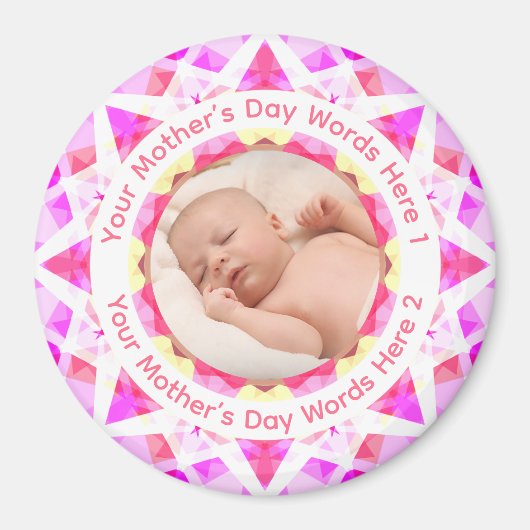 Aangepaste Kleurrijke Funky Moederdag Roze Ster Fo Magneet (Voorkant)
